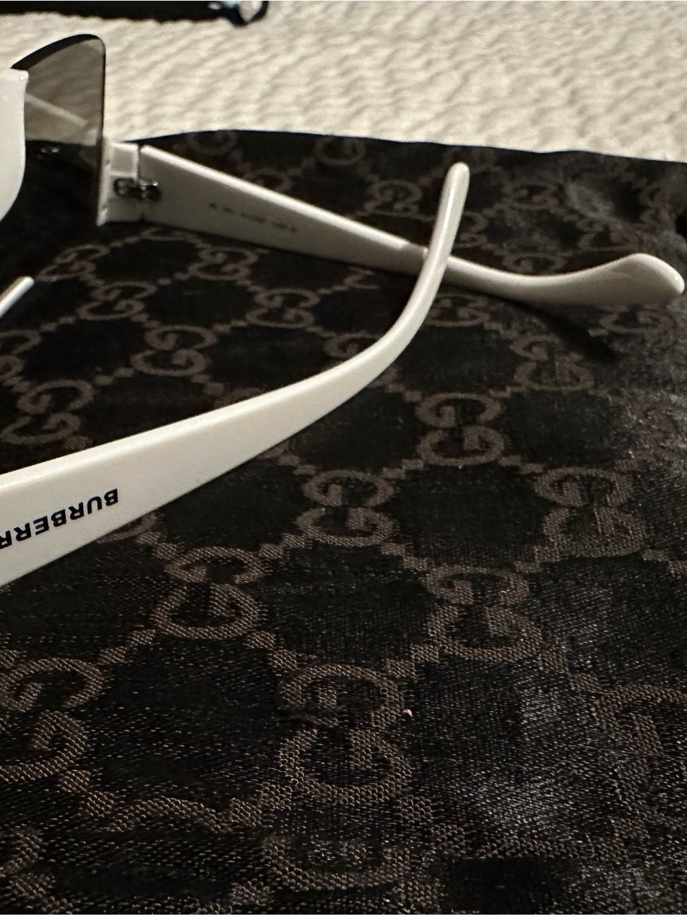 Burberry White Frame Shield Sunglasses with Smoke Lens - Picture 4 of 5